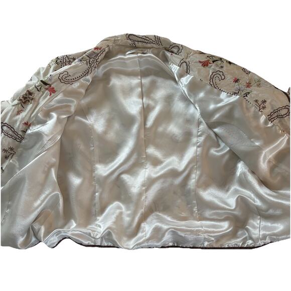 Keke Collection Women’s Jacket Coat Sz Large Floral Paisley Embroidery Accents - Picture 13 of 16